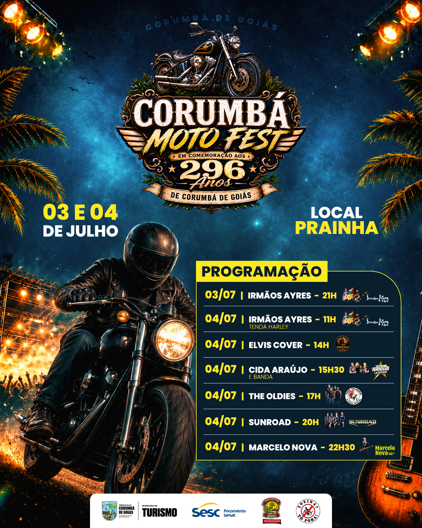 Corumbá de Goiás celebra 296 anos com edição especial do Corumbá Moto Fest