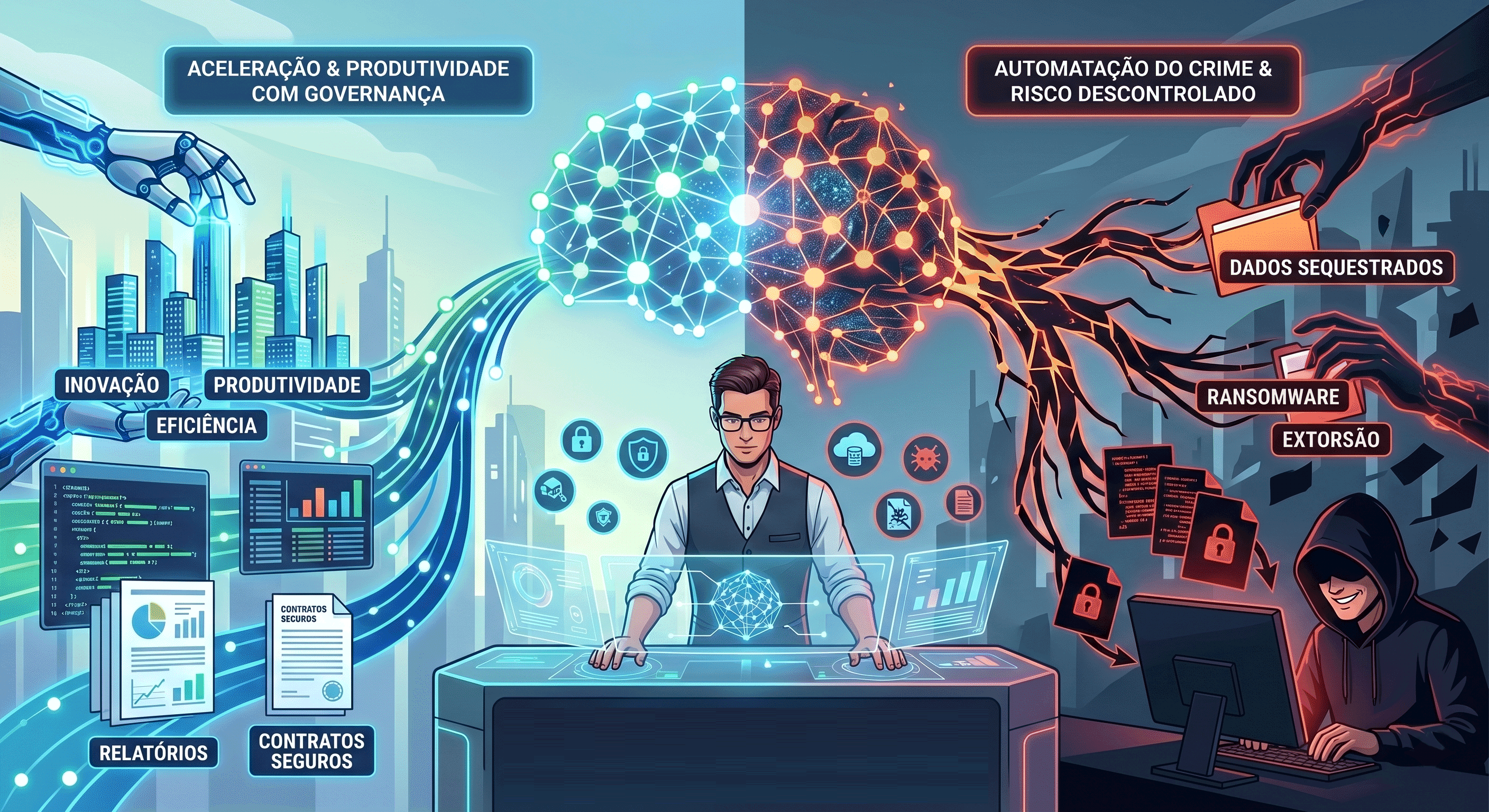 O Paradoxo da IA: Como a ferramenta que acelera nossos negócios também automatizou o cibercrime